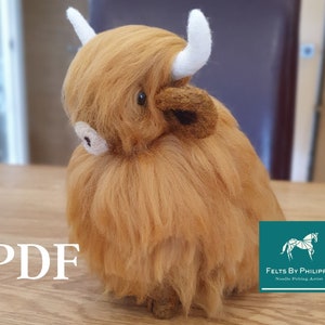 PDF Pattern File for Hugo The Sitting Highland Cow - Needle Felted Animal/Cow/Scottish/Highland/Felting/Download/Felted/Tutorial/How to