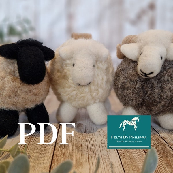 PDF Pattern File for Three Bauble Sheep - Needle Felted Animal/Sheep/Lamp/Flock/Felting/Download/Felted/Tutorial/How to