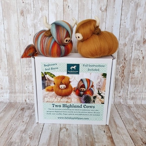 GORGEOUS Highland Cow (Times Two!) Complete Needle Felting Kit - Everything You Need To Make These Two Scottish Beauties