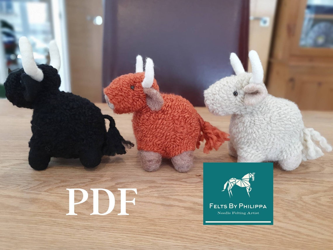 PDF Pattern File for Henry Highland Cow Needle Felted image 0
