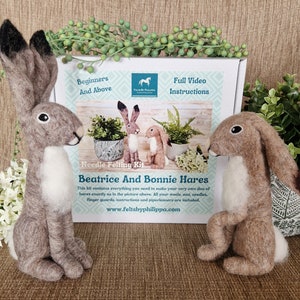 FABULOUS Felted Hares (Times Two!) Complete Needle Felting Kit - Everything You Need To Make Beatrice And Bonnie!