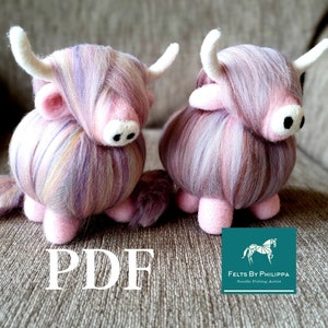 PDF Pattern File for Lily The Highland Cow - Needle Felted Animal/Highland Cow/Cow/Scottish/Felting/Download/Felted/Tutorial/How to