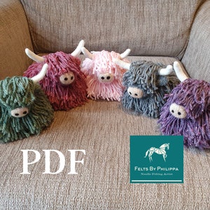 PDF Needle Felting Pattern File for Thistle The Highland Cow -  Animal/Highland Cow/Cow/Scottish/Felting/Download/Felted/Tutorial/How to