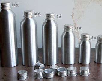 2pcs ~ Aluminum Bottles with Screw Top Cap | UV Coating | Capacity: 3.4oz • 5oz • 6.8oz