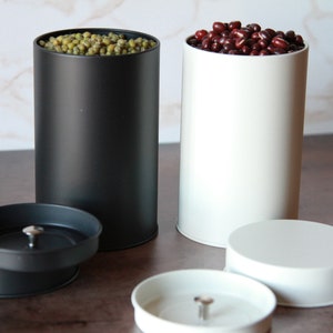 Set of 2 ~ Airtight Storage Canisters | Double Lids | Aluminum Tins | for coffee, beans, candies or cookies | Choose Your Color