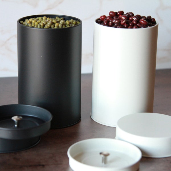 Airtight Storage Canister | Double Lids | Aluminum Tin | for coffee, beans, candies or cookies | Choose Your Color