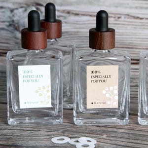 1.7oz (50ml) Klarglasflasche mit Holzverschluss | Hals 18/410 | Kosmetik Verpackung