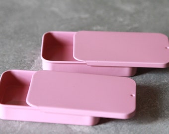 PINK ~ Reusable Sliding Tin for DIY Lip Balms • Solid Perfumes • Solid Cologne • Solid Lotion | Medium | Slide Lid Tin Container