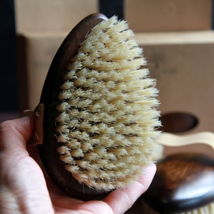 Teardrop Wooden Bath Brush: Soft Boar Bristles, Non-Slip Handle