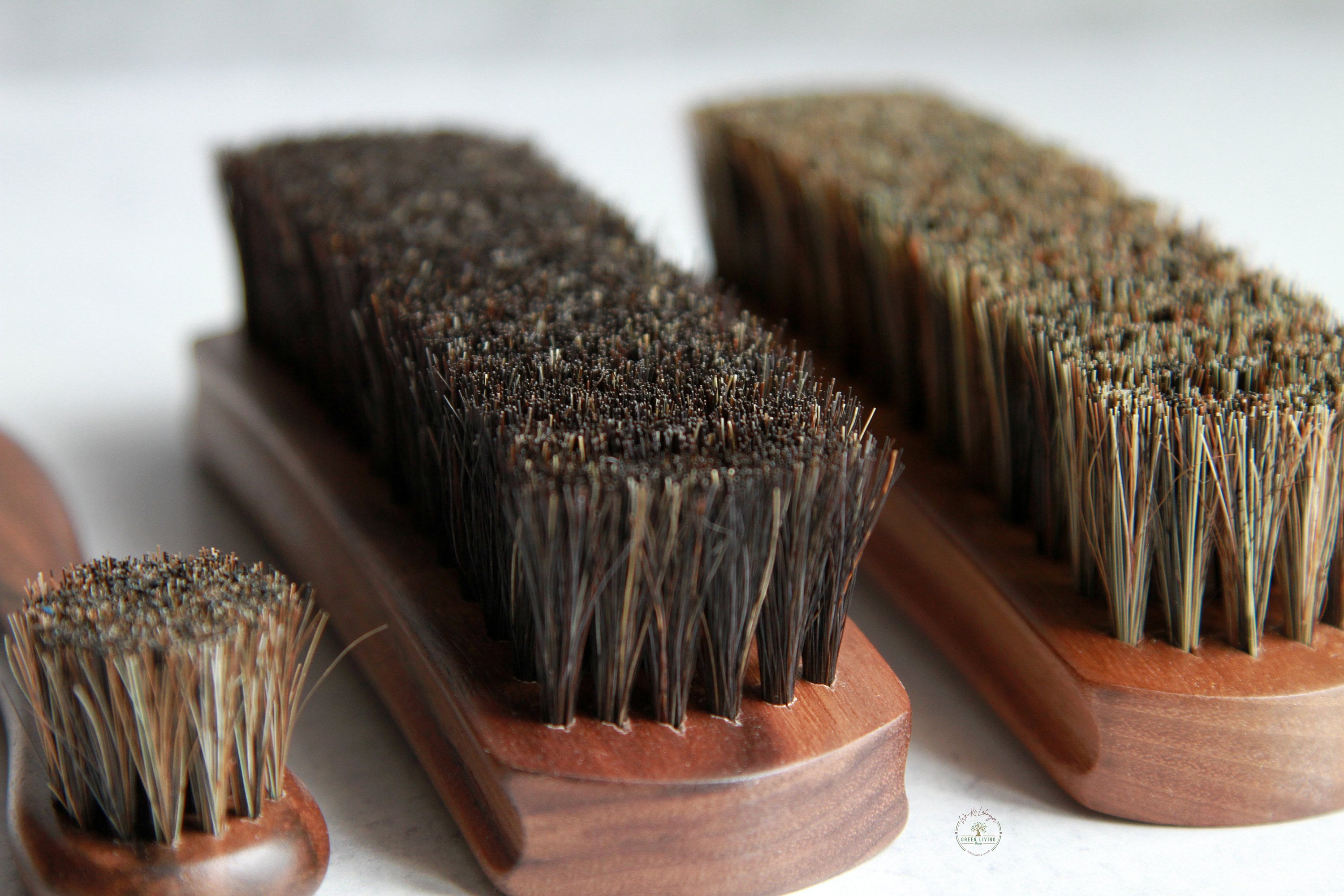 Set of 4 ~ Leather Care • Shoe Shine Brush | Black Walnut Handle 