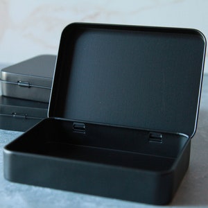 Rechteckige Blechdosen | Visitenkarten • Seife • Shampoo Bars • Conditioner Bars | Matt-Schwarz