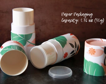 Set of 2 ~ Twist Up Refillable Paper Tubes | 80% Less Plastic | Empty Deodorant Tubes | Eco Friendly Cosmetic Paper Packaging