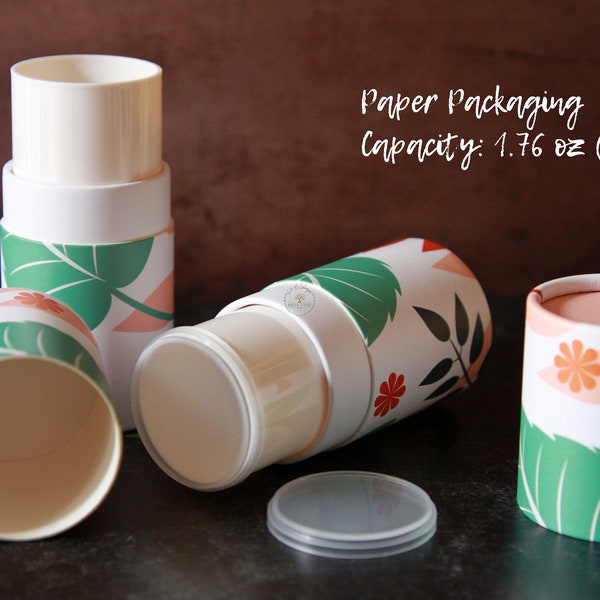 Set of 2 ~ Twist Up Refillable Paper Tubes | 80% Less Plastic | Empty Deodorant Tubes | Eco Friendly Cosmetic Paper Packaging