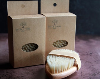 Teardrop Wooden Bath Brush: Soft Boar Bristles, Non-Slip Handle