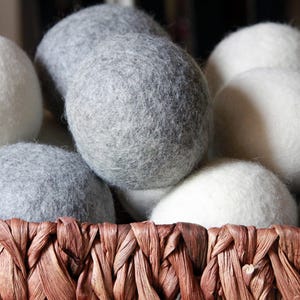 Eco-Friendly Wool Dryer Balls Set of 6: Large, Handmade, with Cotton Bag