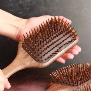 Black Walnut Wooden Paddle Hair Brush | Large 10x3.5&quot;
