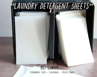 80 Loads Laundry Detergent Sheets | Eco Friendly | With Hinged Tin for Storage | Choose Unscented • Fresh Linen • Lavender