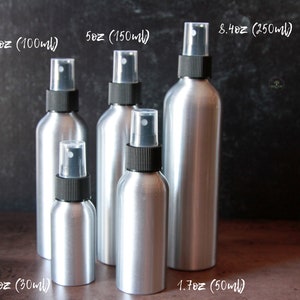 Aluminum Bottle & Mist Sprayer | 5 different size | UV Coating | 1oz • 1.7oz • 3.4oz • 5oz • 8.4oz