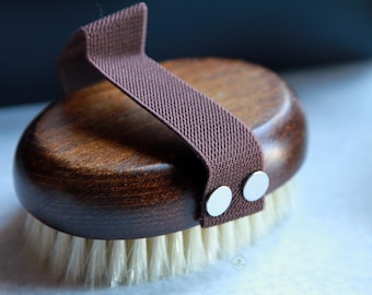 Beech Wood Bath Brush: Soft Boar Bristles & Elastic Handle