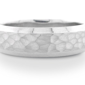 6mm Hammered Men's Wedding Band 14k White Gold