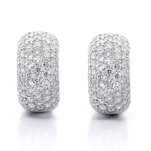 7 Row 2.68ctw F VS2 Huggies  Diamond Micro Pave Earrings 14K White Gold