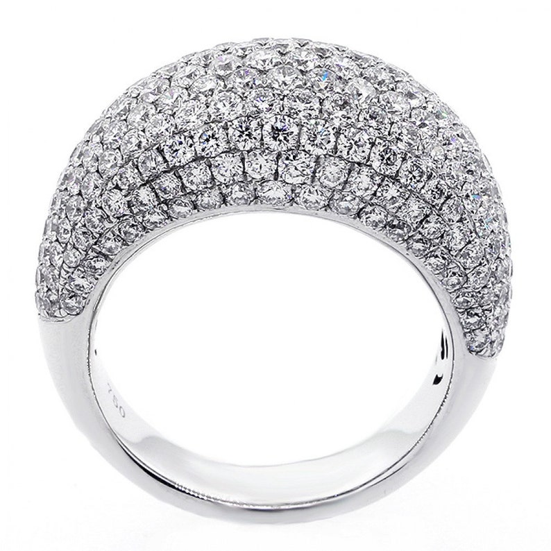 3.62Ctw F VS2/SI Diamond Cocktail Ring set in Micro Pave 18k white gold image 3