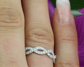 0.46ct  F VS2 Infinity Knot Micro Pave Diamond 14K White Gold Ring Deluxe -The original- Infinity Wedding Ring
