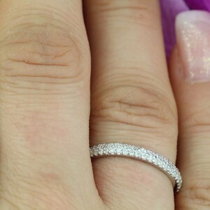 0.33ct HALFWAY Double Row Fine Micro Pave band F VS2 14K White Gold image 2