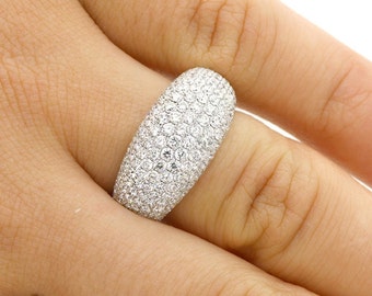 3.62Ctw F VS2/SI Diamond Cocktail Ring set in Micro Pave 18k white gold