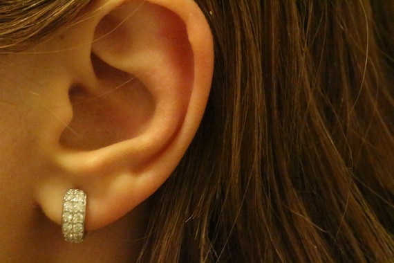 1.16ct Huggie Diamond Earring Micro Pave set 14K white gold