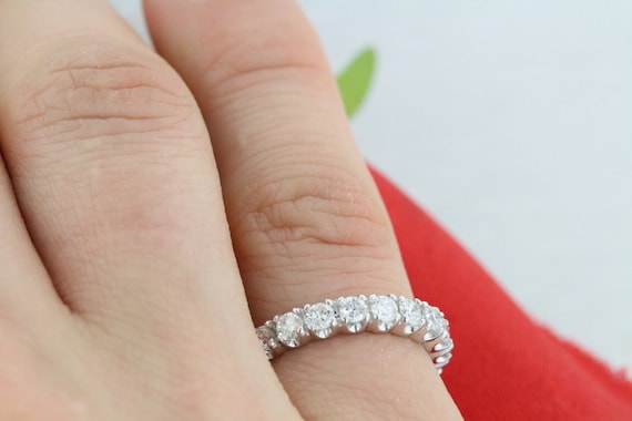 11 Diam.-0.73ct F/G VS2/SI1 HALF Way Eternity Diamond Wedding Band