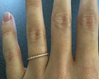 2.0mm HALFWAY Eternity 0.33ct F/G VS2/SI1 Petite Micro Pave Diamond Wedding Ring 14k White Gold Diamond Eternity Band ( Platinum Available)