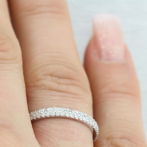 0.33ct HALFWAY Double Row Fine Micro Pave band F VS2 14K White Gold image 1