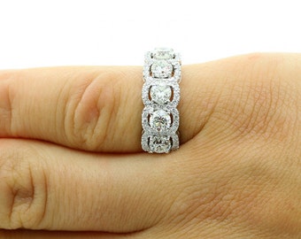 2.17ctw F VS2/SI1 Diamond Five-Stone Halo Ring in 14K White Gold