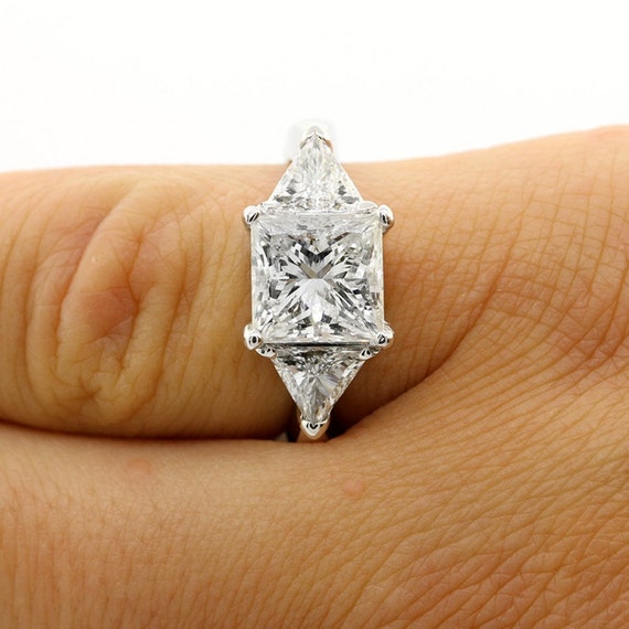 1.88 CT Princess Cut Trillion Side Diamond Engagement Ring 14k White Gold |  eBay