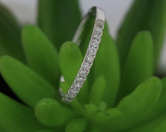 1.90mm 1/3 Eternity F VS2 0.24ct Petite Micro Pave Diamond Wedding Ring 14k White Gold Diamond Anniversary Band ( Platinum Available)