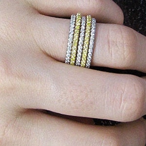 1.5mm FULL 0.46ct Natural CanaryYellow Diamond Eternity Band 14K Yellow Gold