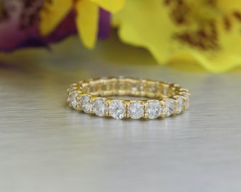 2.6mm FULL Eternity 1.58ct F/G VS2/SI1 Diamond U-Shape Ring 14kt White/Yellow/Rose Gold Wedding Band Round Diamonds Anniversary Ring