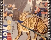 Wood cigar box with vintage oriental circus image