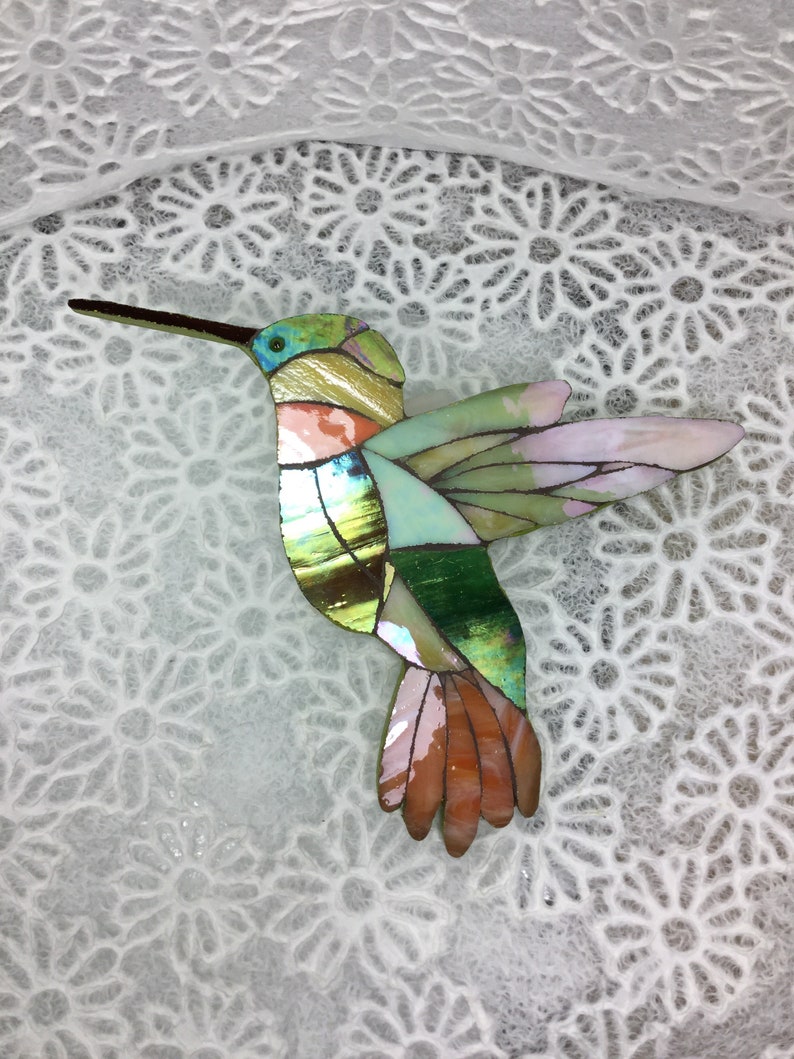 Hummingbird Mosaic . Wall Hangings. Iridescent Hummingbird. Etsy