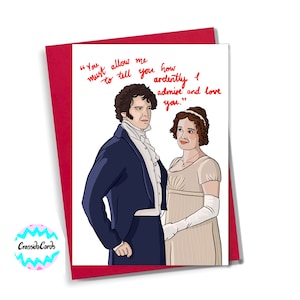 Tarjeta de aniversario del Sr. Darcy y Elizabeth Bennet de 'Orgullo y prejuicio'