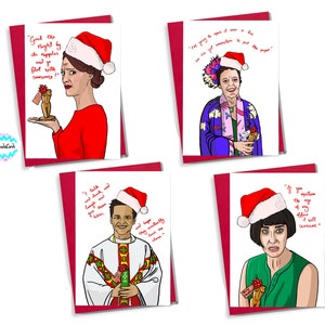 Fleabag Christmas Cards Pack de 4: Fleabag, Hot Priest, Claire y Madrina