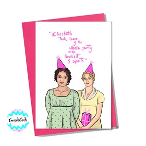 Lizzy et Jane de la carte d'anniversaire « Orgueil et préjugés » de la BBC