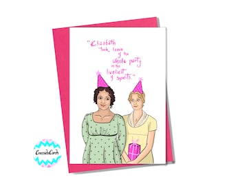Biglietto di auguri di compleanno di Lizzy e Jane dalla serie "Orgoglio e pregiudizio" della BBC