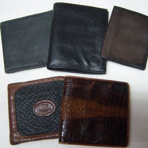 Vintage Brieftaschen, Leder Vintage Brieftaschen, viel (5), schwarzes Leder, braunes Leder, strukturiert, (3) hergestellt in Indien, faltbare Brieftaschen, Herren Brieftaschen, Geschenk