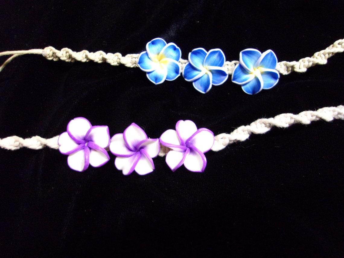 Beach Jewelry Lot2 Plumeria Braceletsmacramesurfer Etsy