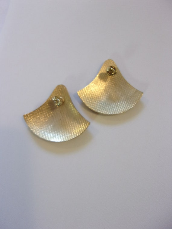 genuine cloisonne pierced earrings,fan design ear… - image 4