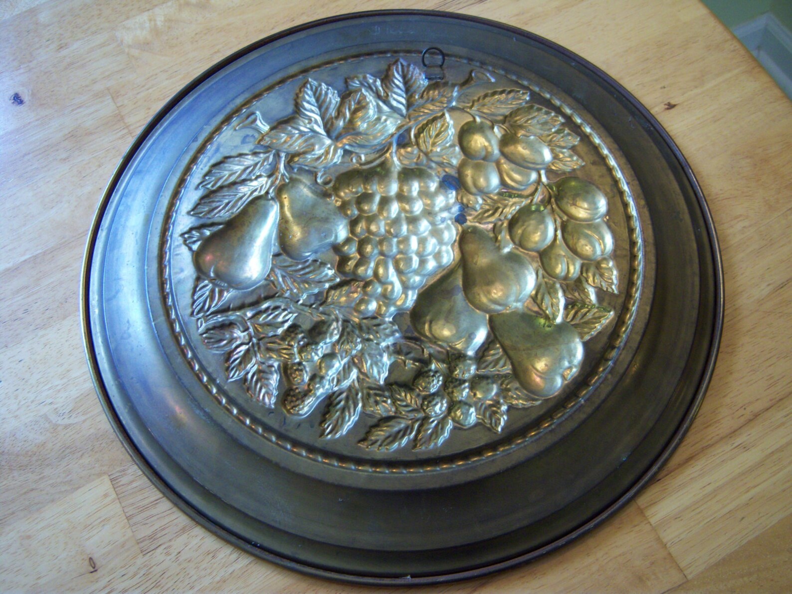 Vintage Brass Decorative Plate/brass Wall Hanging/made in England/fruit