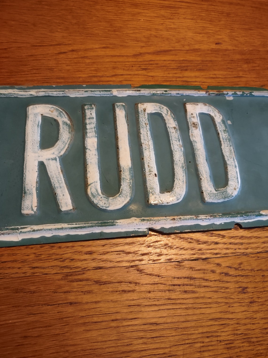 Vintage Metal Street Sign,rudd St. Metal Sign,green,white Distressed ...