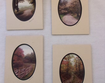 vintage landscape photos,color landscapes,autumn photos with mats,set of (4),country scenes,7" x 5",signed,Barry Gamow photographer,gift